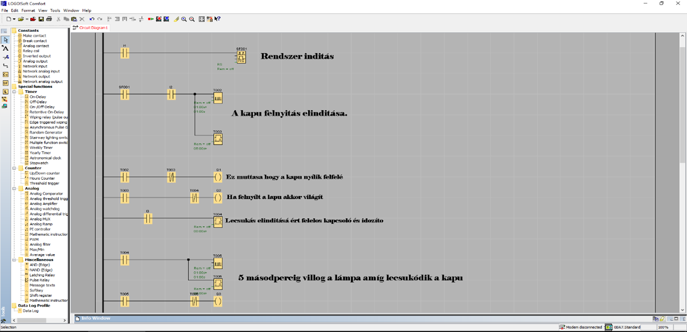 PLC garázskapu program